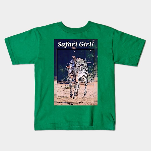 Safari Girl Zebra Kids T-Shirt by Safari Sherri